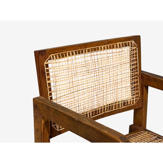 Brown Pierre Jeanneret, 'Box' Armchair, Teak, Cane, Chandigarh, India, 1960s For Sale - Image 8 of 15