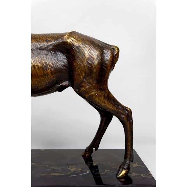 Black Art Deco Sculptural Deer Lamp in Bronze and Marble, France, 1930s For Sale - Image 8 of 18