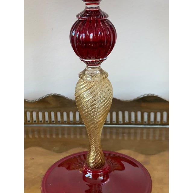 Blue Set of Three Modern Murano Glass Goblets, Blue, Red and Amethys - Set of 3 For Sale - Image 8 of 13