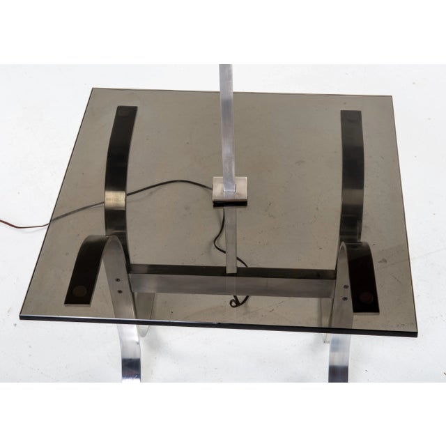 1970s Floor Lamp Table Smoked Glass Chrome Flat Bar Mid Century Milo Baughman Thayer Coggin For Sale - Image 10 of 11