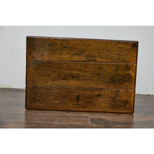 19th Century English Rustic Oak Side Table with Planked Top and Single Drawer For Sale - Image 4 of 12