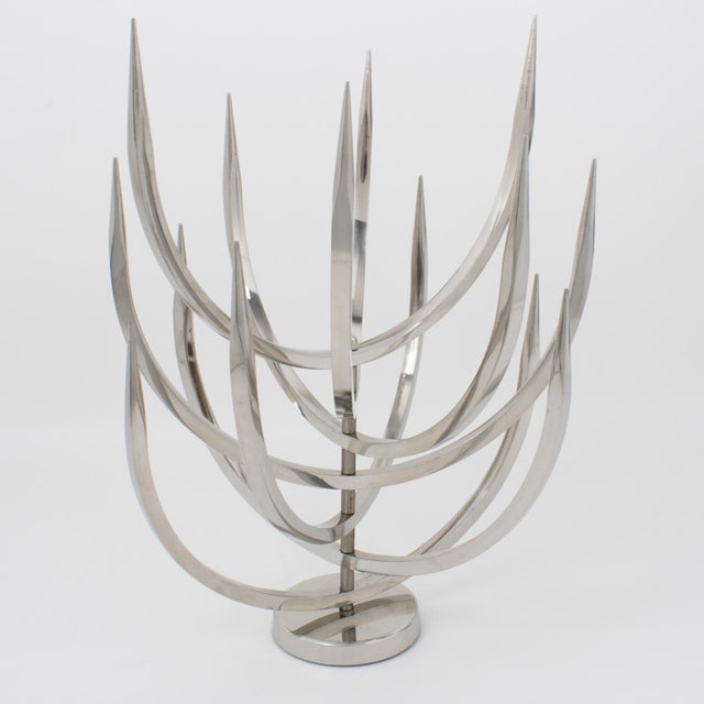 1970s Xavier Feal Brutalist Kinetic Metal Sculpture, Candle Tree, Circa 1970 For Sale - Image 5 of 8