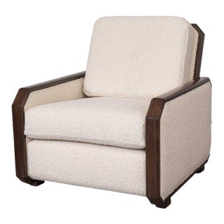 Mid 20th Century French Art Deco Wood and Upholstered Chair For Sale