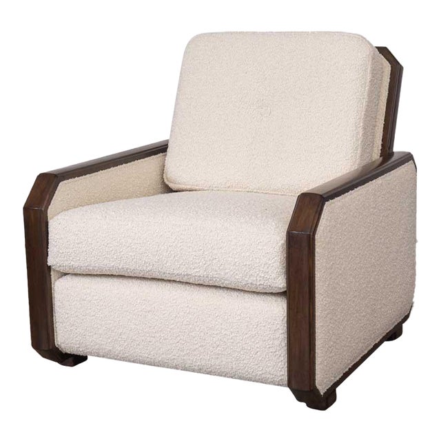 Mid 20th Century French Art Deco Wood and Upholstered Chair For Sale