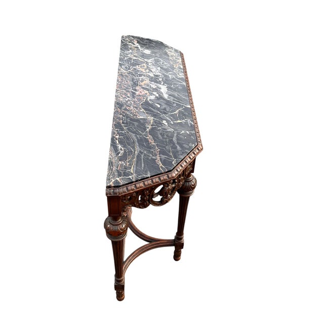 Early 20th Century Jacobean Style Marble Top Console Table For Sale - Image 4 of 16