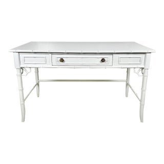 Vintage Thomasville Faux Bamboo Writing Desk and Chair Set For Sale