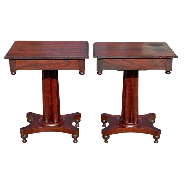 Antique Pair of Classical Mahogany Side Tables / Nightstands Sofa Table Set For Sale - Image 11 of 12