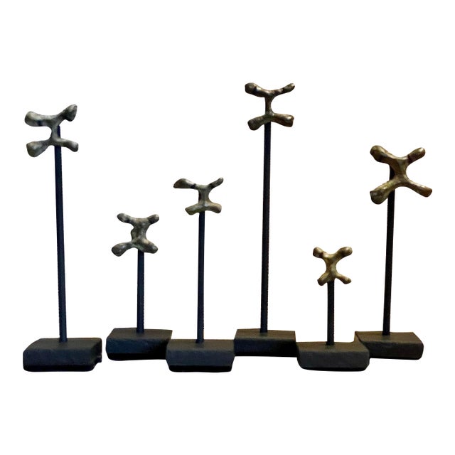 Antique Mounted African Katanga Sanga Crosses- a Set of 6 For Sale