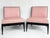 Magni Home Plaza Slipper Lounge Chairs, Pink Lambskin Upholstery, Ebonized Wood Finish Offered for sale is a pair of...