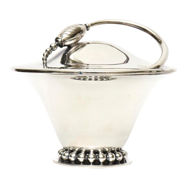 Vintage Silverplate Georg Jensen Style Covered Box, Sugar Bowl or Serving Bowl For Sale