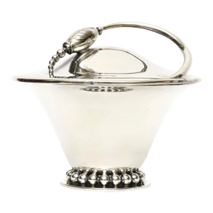 Vintage Silverplate Georg Jensen Style Covered Box, Sugar Bowl or Serving Bowl