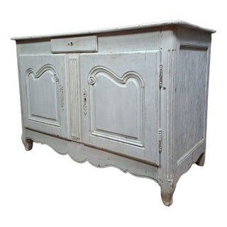Small Rustic Louis XV Sideboard in Natural Painted Wood For Sale