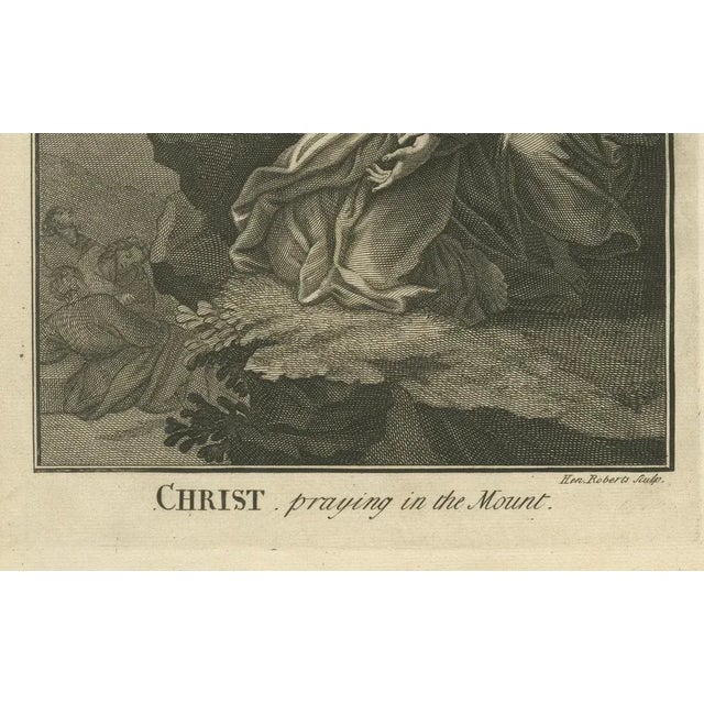 Em. Roberts, Christ Praying in Gethsemane Engraving Luke XXII Garden of Olives, 1735, Print For Sale - Image 5 of 10