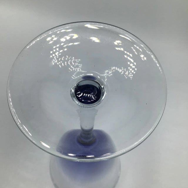 Glass Vintage Tall Blue Fade Crystal Wine/Water Glasses- Set of 4 For Sale - Image 7 of 13