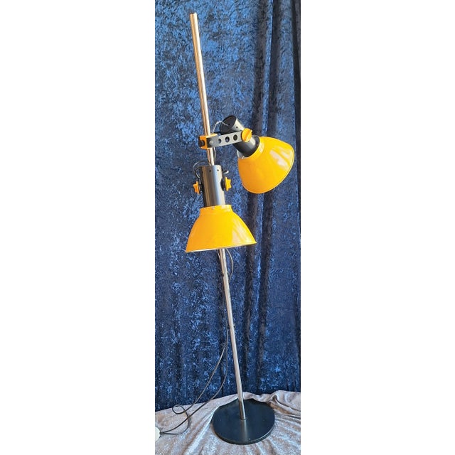 Vintage Floor Lamp with Yellow Clamp Shades on a Chrome-Plated Metal Frame from Temde-Leuchten, 1970s For Sale - Image 6 of 10