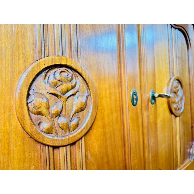 Art Nouveau Walnut Veneered Cabinet with Mirror Top from Nic. Eckel Kaiserslautern, 1890s For Sale - Image 12 of 18