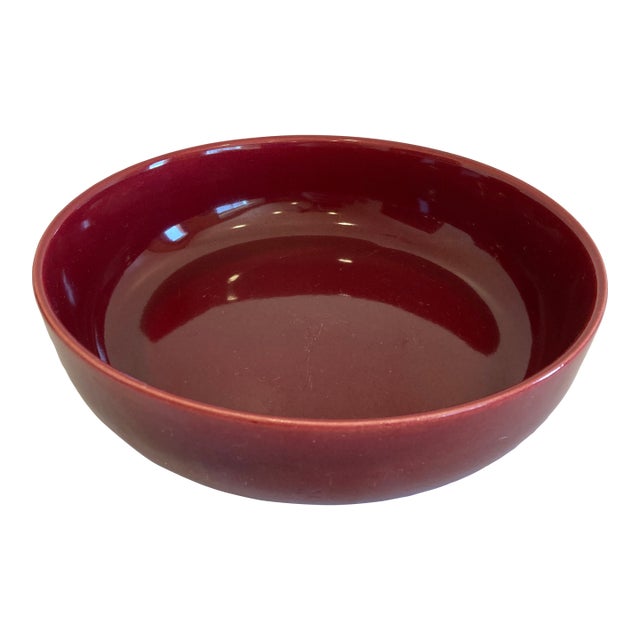 Mid 20th Century Mid-Century Modern Bauer Pottery Red Art Pottery Serving Bowl For Sale