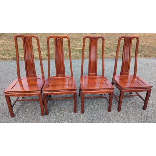 Chinoiserie Chinoiserie Asian-Style Rosewood Dining Chair Set of 8 For Sale - Image 3 of 18