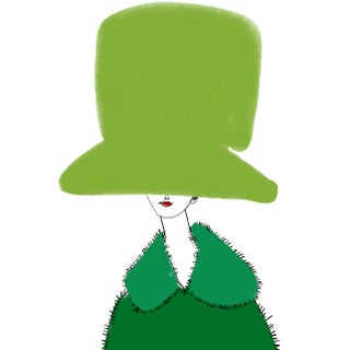 Chapeau Vert Et Vert Fashion Print by Annie Naranian For Sale