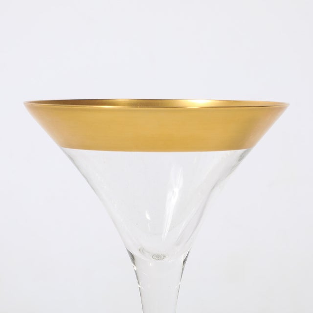 Set of 12 Mid-Century Modernist Gilt Rimmed Martini Glasses by Dorothy Thorpe For Sale - Image 10 of 18