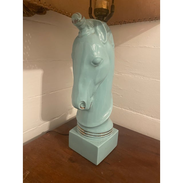 1950s 1950’s Turquoise Blue Howell Ceramic Horse Lamp For Sale - Image 5 of 12