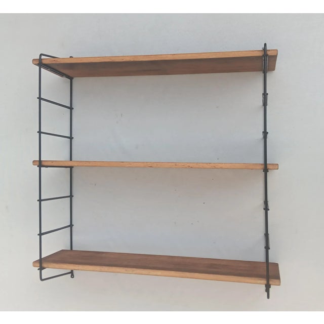 Mid-Century Wood and Metal Wall Shelf, 1950s, in Good conditions. Designed 1950 to 1959