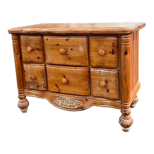 Rustic Pine Six Drawer Serpentine Petite Dresser / Commode