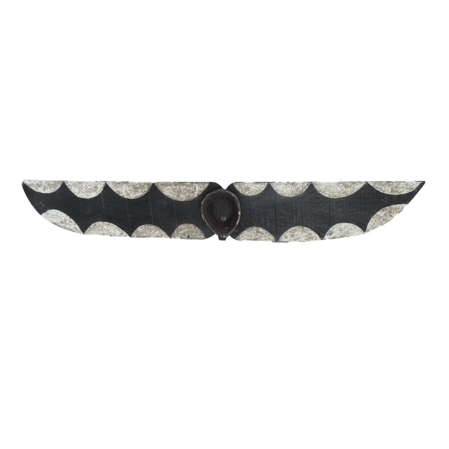 Superb vintage large horizontally-winged carved wood mask from Burkina Faso, featuring an amazing bird design with...
