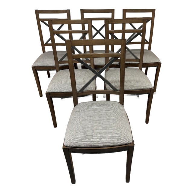 Rustic European Cross-Back Dining Chairs, Set of Six For Sale In San Francisco - Image 6 of 12