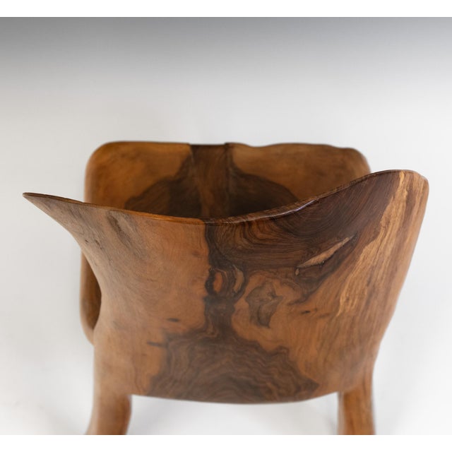 Wood Organic Wabi Sabi Sculptural Walnut Side Chair from Pierre Decorse For Sale - Image 7 of 13