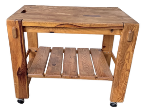 Pine Serving Cart on Casters, 1980s
