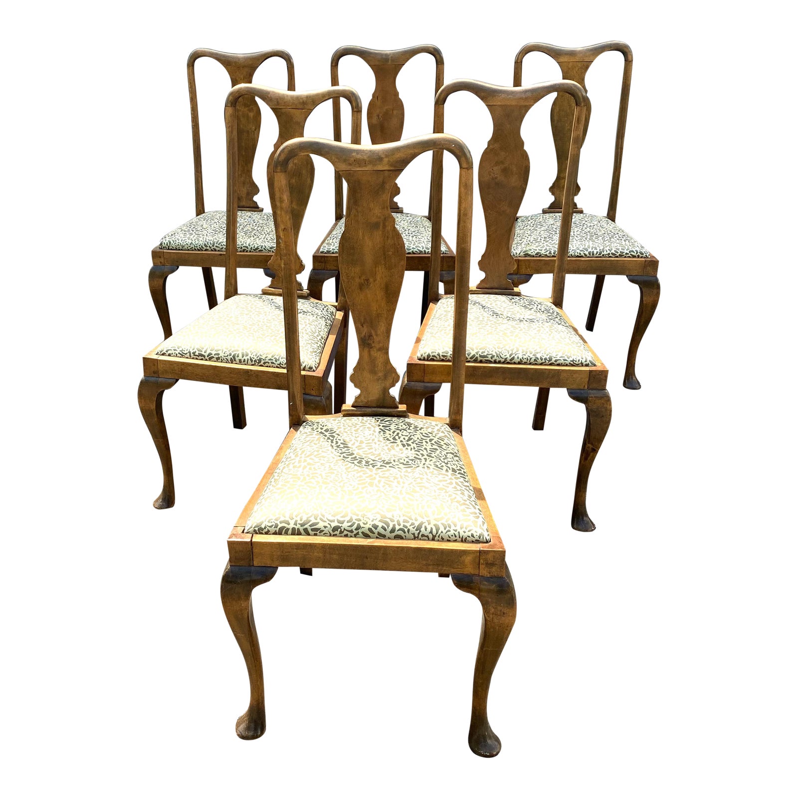 Vintage Queen Anne Chairs Set of 6 Chairish