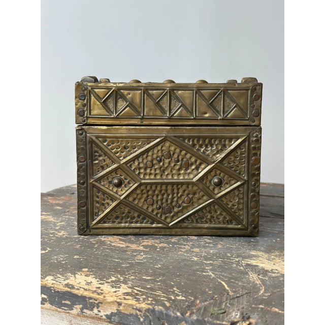 Antique Brass Panel Box With Chased + Repoussé Detailing, Circa Late 19th Century For Sale - Image 13 of 18