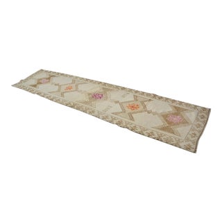 Vintage Anatolian Runner, Hand-Woven Wool With Traditional Geometric Motifs For Sale