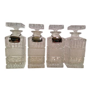 Mid-Century Modern Crystal Decanters With Hanging Tags - Set of 4 For Sale