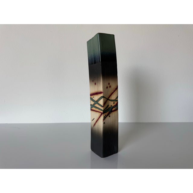 1990’s Vintage Abstract Design Studio Pottery Tall Vase For Sale - Image 10 of 11