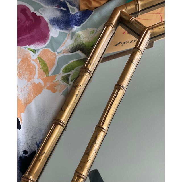 Chinoiserie Vintage Faux Bamboo Gilt Wall Mirror For Sale - Image 3 of 4