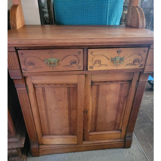 Late 19th Century Victorian Eastlake Handcrafted Pine Wood Hutch For Sale In Denver - Image 6 of 11