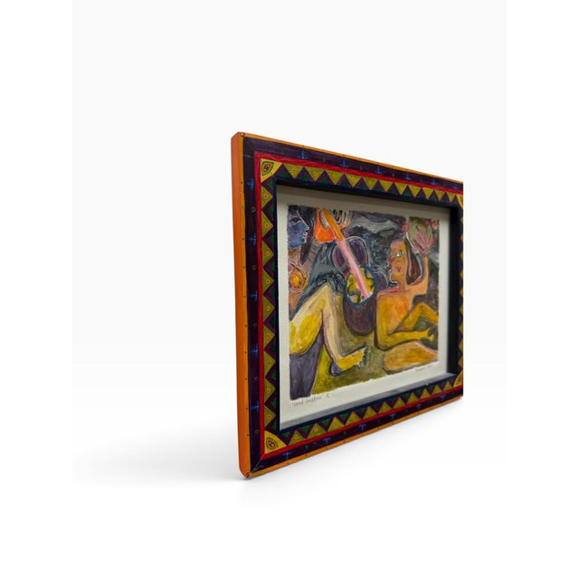 African Dr. Michael D. Harris "Good Goddess" Unique 1/1 Monotype Painting, Custom Framed 1993 For Sale - Image 3 of 3