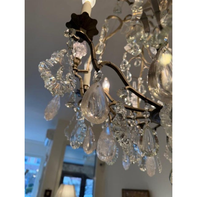 1980s Vintage Rock and Cut Crystal Chandelier For Sale - Image 5 of 9