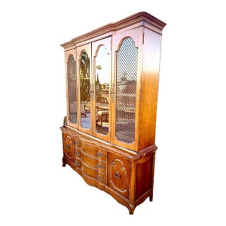 1960's Vintage Bassett Sequin Cherry China Cabinet Hutch For Sale