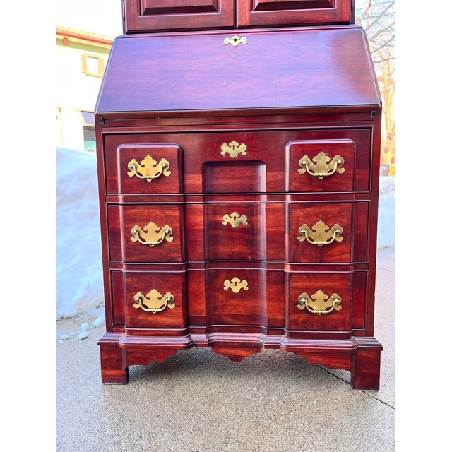 Jasper Company Chippendale Style Cherry Secretary Desk Drop