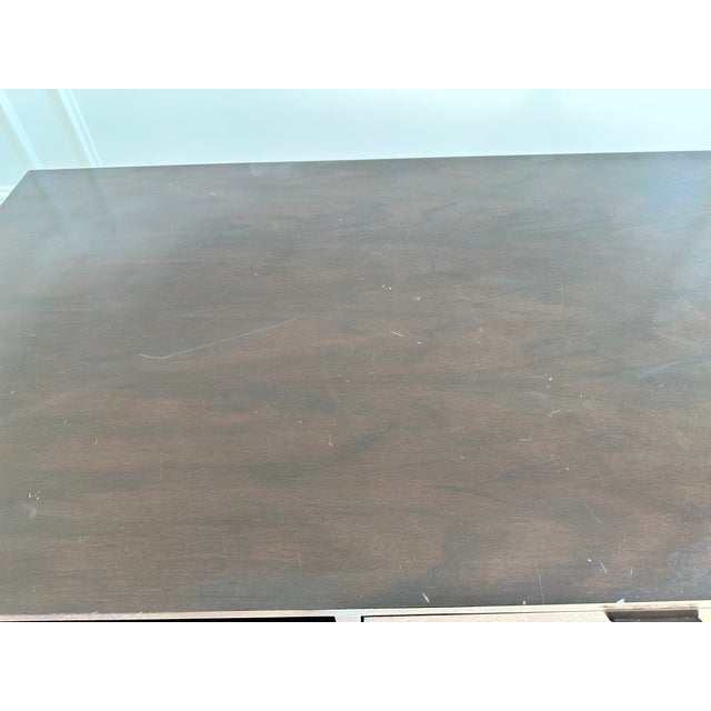 Early 21st Century Mr. Brown London X-Base Desk in Dark Oak With Brass Finish For Sale - Image 5 of 7