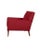 Pair of mid century lounge chairs. Chairs are newly upholstered in red chenille. The frames are solid / Legs have a walnut...