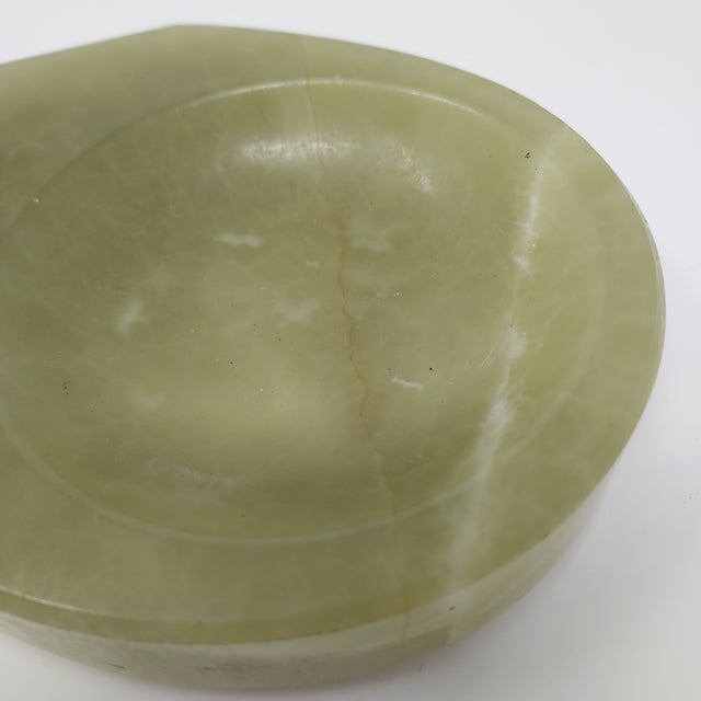 Metal Mid 20th Century Onyx Trinket Holder With Bronze Pelican Figure Green Stone For Sale - Image 7 of 7