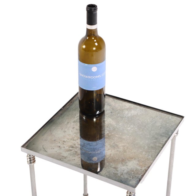 Traditional A Pair of French Silver-Plated Mirrored Tables, in the Manner of Maison Jansen, C. 1950 For Sale - Image 3 of 5