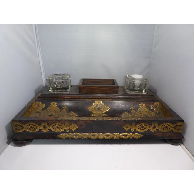 19th Century Rosewood & Tooled Brass Desk Set For Sale - Image 10 of 10