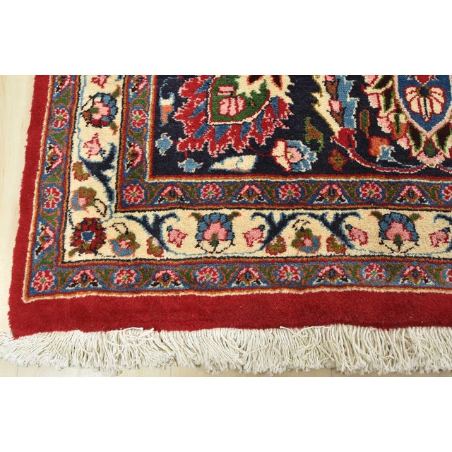Mashad Rug 9’9” X 13’1” Red Wool Vintage Traditional Hand-Knotted Carpet For Sale - Image 12 of 15