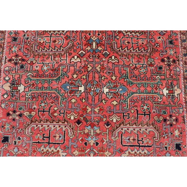 Early 20th Century Persian Antique Heriz Rug With All-Over Geometric Design in Jewel Tones For Sale In Atlanta - Image 6 of 13