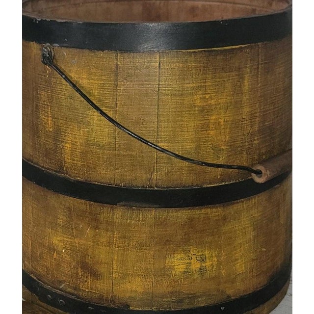 19Thc Original Mustard Painted Bucket W/ Lid For Sale - Image 4 of 9